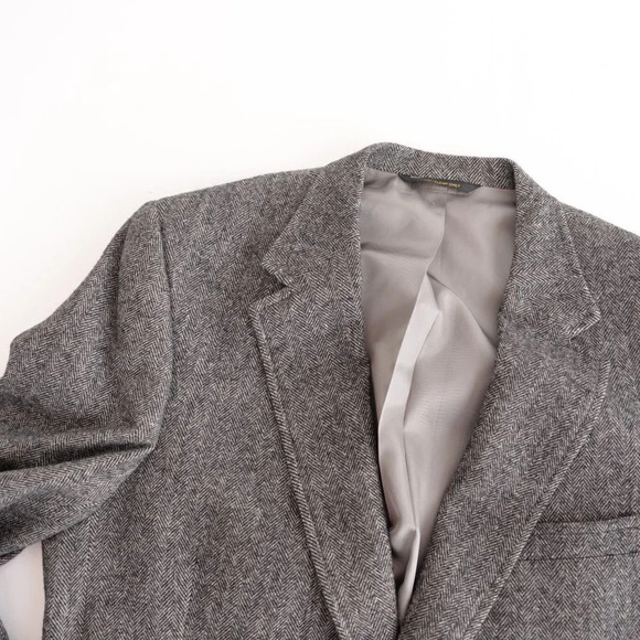 Vintage '90s Jacobson's Grey Tweed Double Button 100% Camel Hair Blazer 42R - Picture 9 of 16